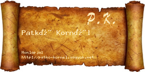 Patkó Kornél névjegykártya