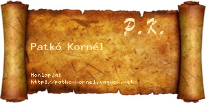 Patkó Kornél névjegykártya